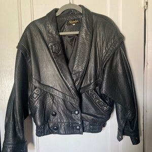 80’s Vintage Shanbii Black Leather Jacket Women’s Size Medium